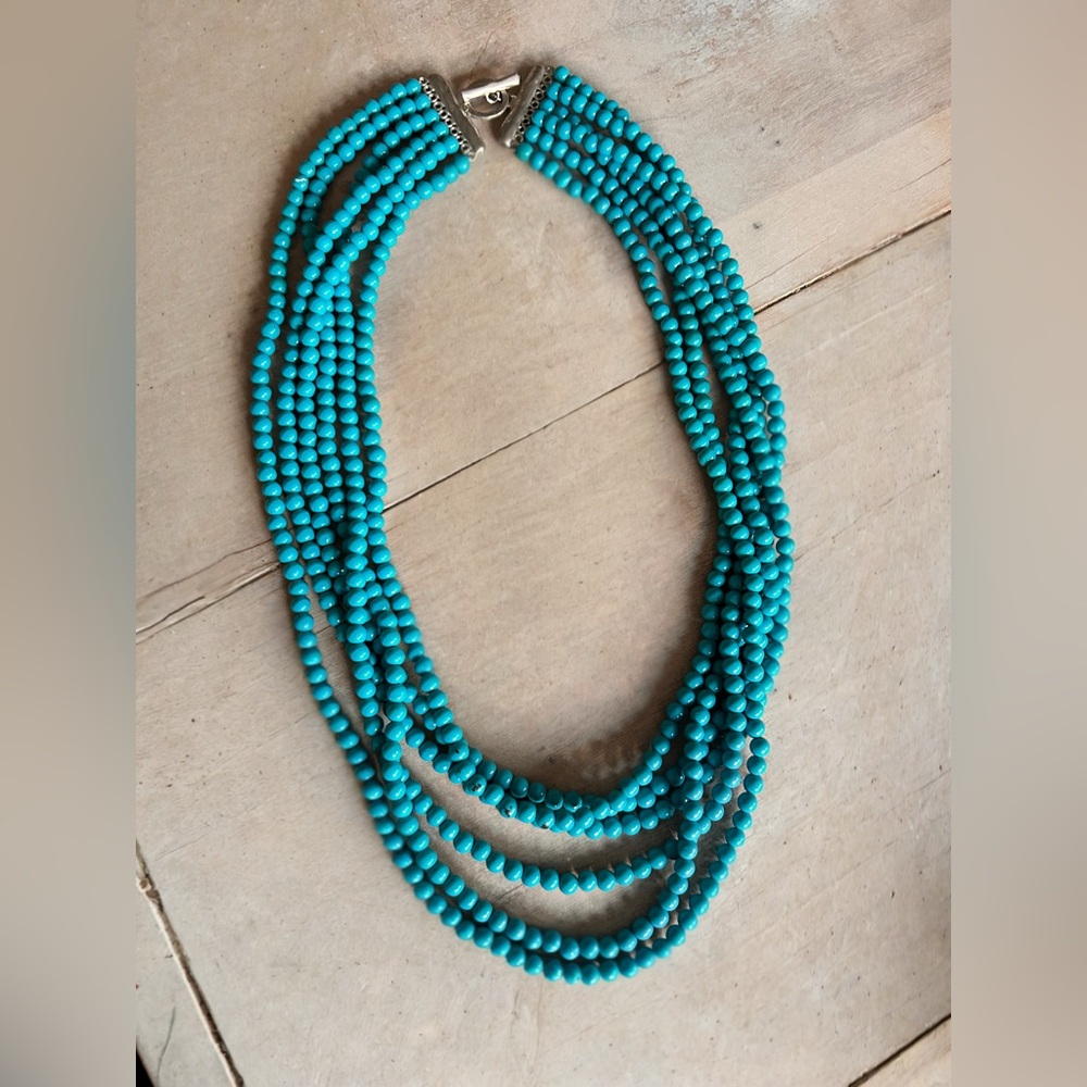 Faux Turquoise Beaded Multi-strand Necklace